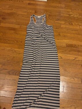 Madewell Navy and White Striped Racerback Maxi Dress